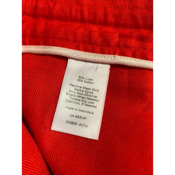 Talbots Skirt Womens 6 Red Knee Length Linen Blend Pockets Drawstring Casual - Picture 6 of 7